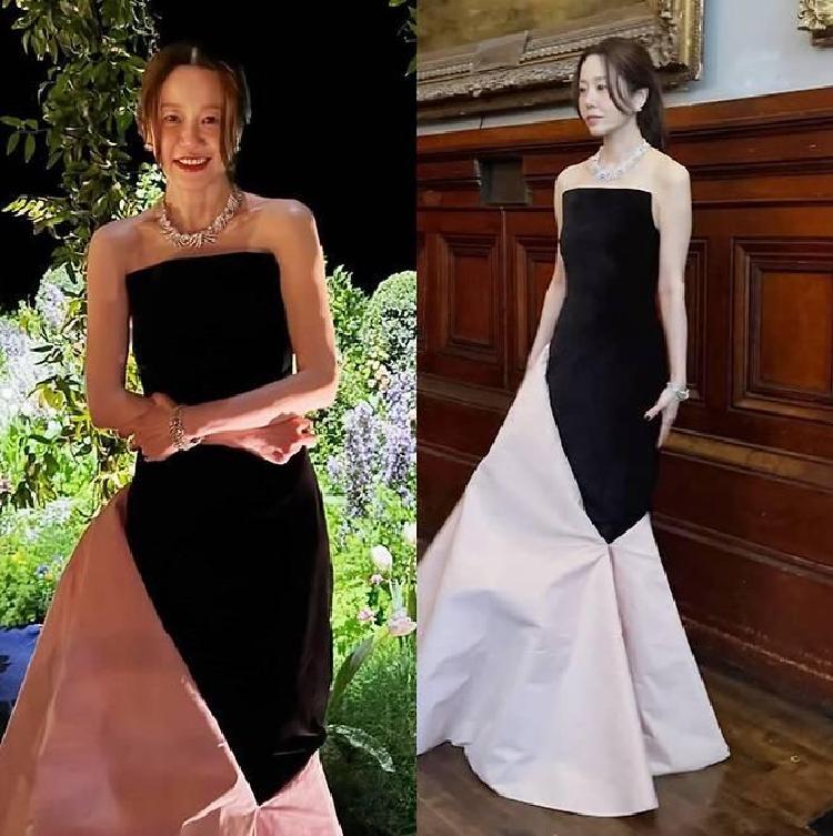 고현정 뉴욕 투톤 드레스 반전